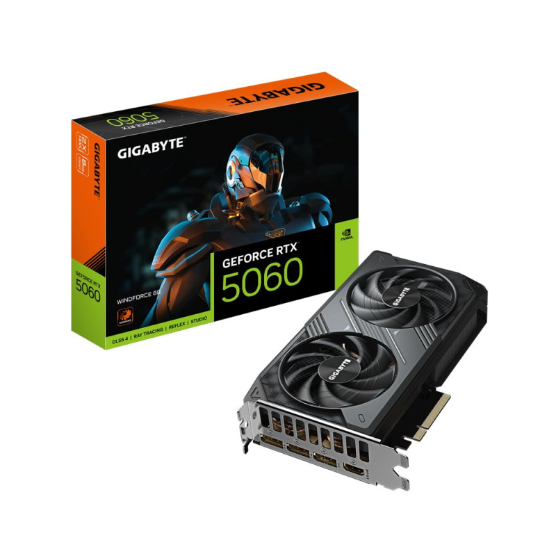 GIGABYTE GeForce RTX 5060 WINDFORCE  8GB GDDR7  DLSS 4  Videokaart  Nvidia GPU