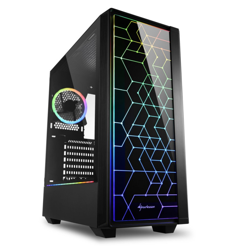 Sharkoon RGB LIT 100  Midi Tower Case  Zwart