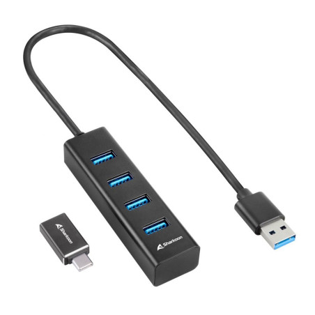 Sharkoon 4044951037582  USB 32 Gen 1 31 Gen 1 TypeC Hub  5000 Mbits  Zwart
