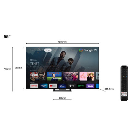 TCL 55C749  55 Ultra HD 4K  QLED Smart TV  Wifi  Google TV  Local Dimming  Dolby Vision  144Hz