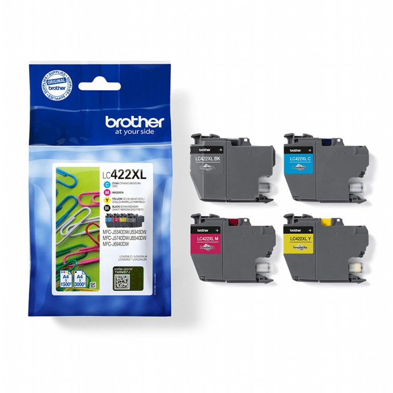 Brother LC422XLVAL  Originele Inktcartridges  4 Stuks  ZwartCyaanMagentaGeel