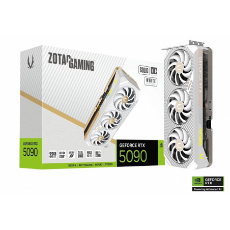 ZOTAC GAMING RTX 5090 SOLID OC  32 GB GDDR7 VRAM  4K Gaming  AI  Videokaart  GPU  Nvidia  White Edition