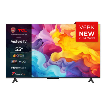 TCL 55V6B 55 Ultra HD 4K LED Smart TV Google TV Wifi HDR10 voor Levendige Beelden Slank Design 50Hz