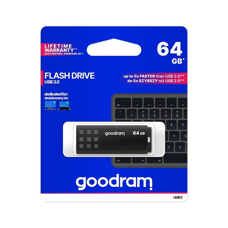 Goodram UME3 | 64GB USB-A 3.2 Flash Drive | Zwart