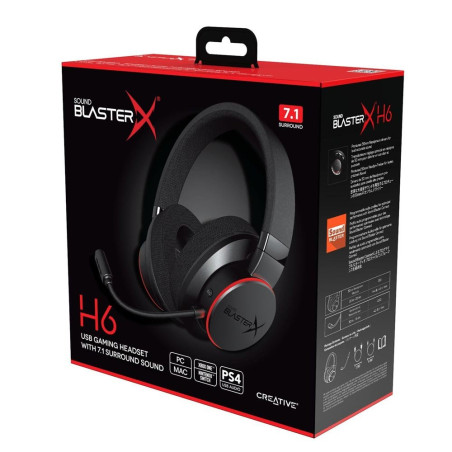 Creative Sound BlasterX H6 Bedrade Overear Gaming Headset USBA 35mm Zwart RGB