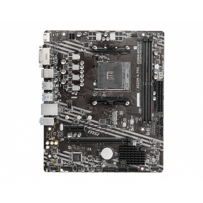 MSI A520MA PRO  Socket AM4  AMD A520  2xDDR4  MicroATX  Moederbord