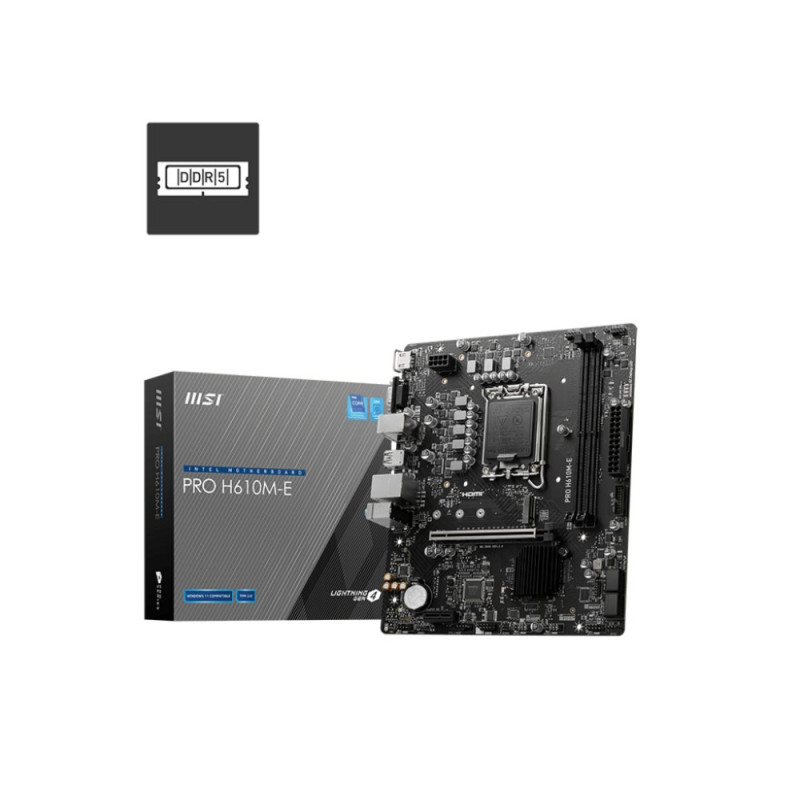 MSI PRO H610ME  Socket LGA 1700  Intel H610  2xDDR5  MicroATX  Moederbord