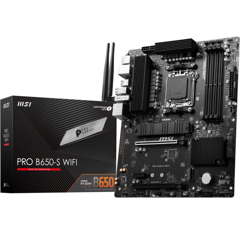 MSI PRO B650-S WIFI  Socket AM5  AMD B650  4xDDR5  ATX  Moederbord
