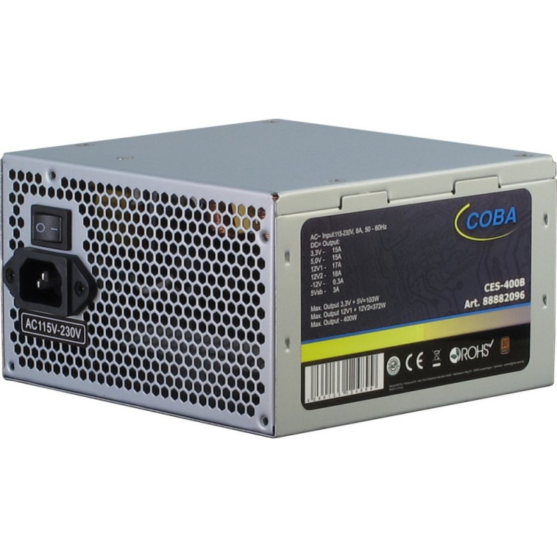 Inter-Tech Coba CES-400B  400 Watt ATX PSU  Niet-Modulair  Power Supply  Voeding