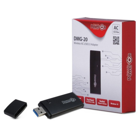 InterTech DMG20 WiFi 5 USB Adapter 867 Mbps Dualband 24 GHz 5 GHz USB 30 Zwart