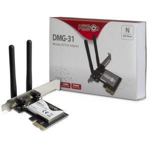 Inter-Tech DMG-31  Interne WLAN-adapter  PCIe x1  Wi-Fi 4 (802.11n)  300 Mbps  2x 3dBi antennes