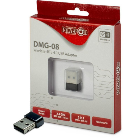 InterTech DMG08 WiFi 4 Bluetooth 40 USB Adapter 150 Mbps 24 GHz USB 20 Zwart