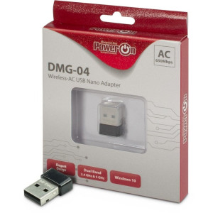 Inter-Tech DMG-04  Wi-Fi 5 USB Nano Adapter  433 Mbps (5 GHz) / 200 Mbps (24 GHz)  USB 2.0  Zwart