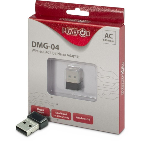 Inter-Tech DMG-04  Wi-Fi 5 USB Nano Adapter  433 Mbps (5 GHz) / 200 Mbps (24 GHz)  USB 2.0  Zwart