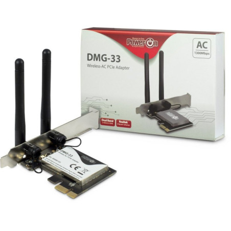 Inter-Tech DMG-33  Wi-Fi 5 PCIe Adapter  Dual-band (24 GHz / 5 GHz)  1300 Mbps  PCIe x1