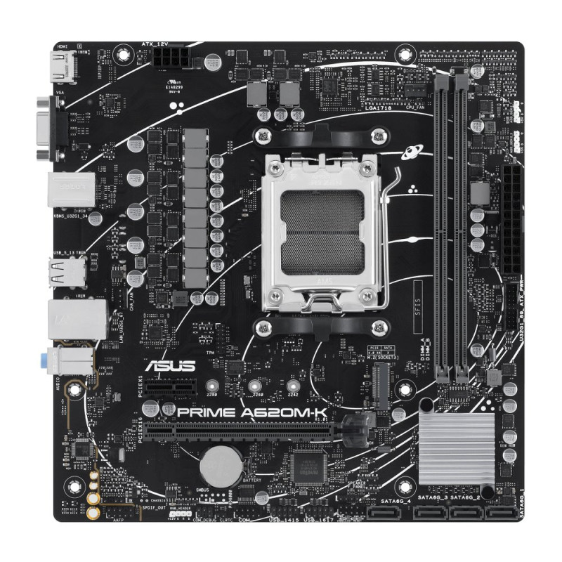 ASUS Prime A620MK  Socket AM5  AMD A620  2xDDR5  MicroATX  Moederbord